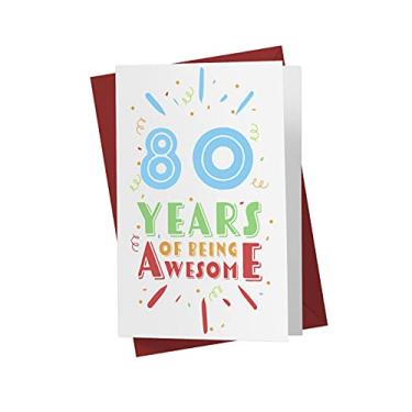 Imagem de Cartão de aniversário de 80 anos para ele e ela - Cartão de aniversário de 80 anos para pai mãe - Cartão de aniversário de 80 anos para irmão irmã amigo - Cartão de feliz aniversário de 80 anos para homens e mulheres | Karto - Being Awesome (Cor)