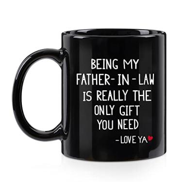 Imagem de Caneca de café Being My Father-in-law, presente de aniversário de Natal para os sogros, ideia de presente para o dia dos pais para o pai da filha Filho em baixo, presentes dos pais Caneca de café para o pai 325 ml preta