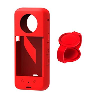 Imagem de MOOKEENONE Silicone Rubber Sleeve Case with Lens Cover for Insta360 ONE X3, Screen Protector Sports Action Camera Accessory