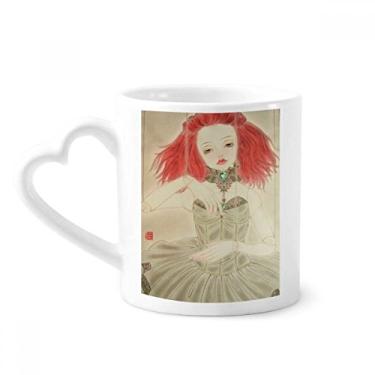 Imagem de Boneca Fantoche Estilo Chinês Caneca Aquarela Café Cerâmica Copo Coração Vidro