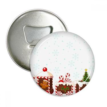 Imagem de Broche multifuncional com emblema de ímã de geladeira para festival, trem de doces de Natal