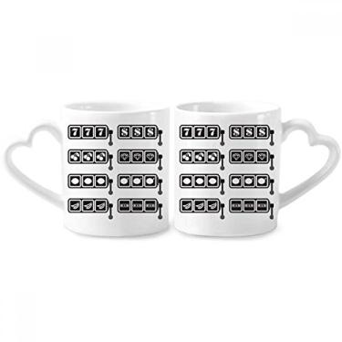Imagem de Slot Machine Winning Pattern Illustration Couple Porcelain Mug Set Ceramic Lover Cup Heart Handle