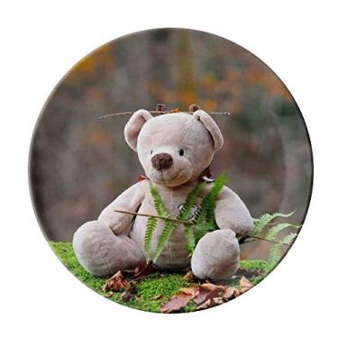 Imagem de DIYthinker Urso de pelúcia prato decorativo de porcelana para ciências da silvicultura prato de jantar