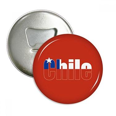 Imagem de Bandeira do país do Chile com nome abridor de garrafas e ímã de geladeira emblema multifuncional