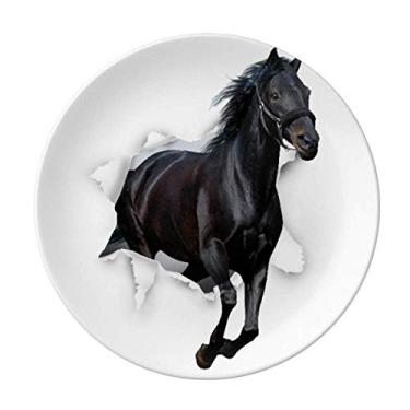 Imagem de Animal Paper Break Choques Cavalos Prato Decorativo Porcelana Salver Louça Prato de Jantar