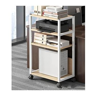 Imagem de Suporte de impressora multicamadas suporte de impressora móvel com rolamento de armazenamento para mesa de chão suporte de host de PC suporte de armazenamento ajustável rack sobre rodas para materiais de escritório Scanner de fax Impressora de mesa (Cor: