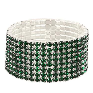 Imagem de Falari Pulseira el stica de cristal com strass brilhante para casamento, Cristal