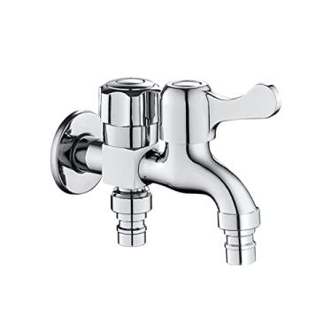 Imagem de LIDON Adaptador de torneira dupla para cozinha única torneira de água fria torneira de pia de lavanderia de latão divisor de mangueira adaptador de torneira de saída dupla para pia de banheiro, preto B (cor: cromado B)