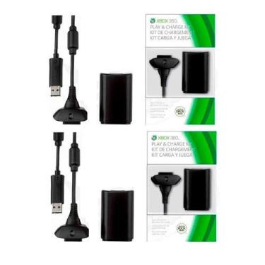 Imagem de Kit 2 Baterias Carregador Controle Xbox 360 Slim1 2.000mah
