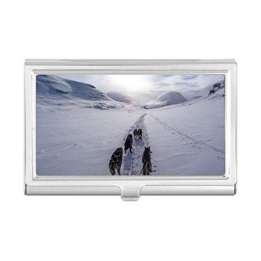 Imagem de Porta-cartões de visita com imagem de animal de neve Husky de cachorro