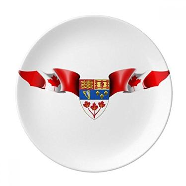 Imagem de Placa com emblema nacional da bandeira do Canadá em porcelana decorativa Salver louças de jantar