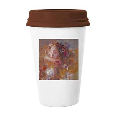 Imagem de Laranja XJJ pintura a óleo Art Deco presente caneca moderna café bebendo vidro cerâmica copo tampa