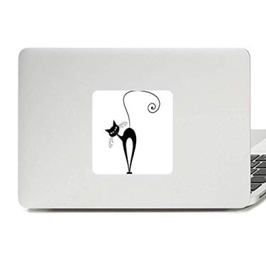Imagem de Adesivo de vinil com desenho de gato preto e cabeça inclinada para decoração de PC