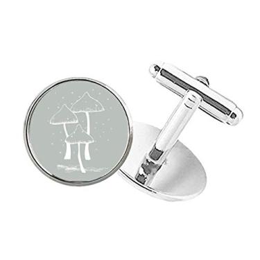 Imagem de DIYthinker Lindas abotoaduras de botão redondo cogumelo venenoso cinza