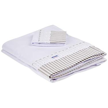 Imagem de Biramar Baby Lençol Berço 3 Pçs Malha Cordao Listrado Cinza Cinza