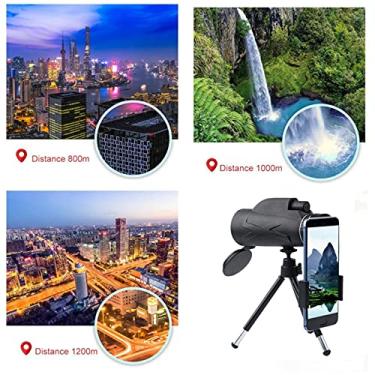 Imagem de Telescópio monocular 10X42 Monocular de alta potência com suporte para smartphone e tripé, telescópio zoom à prova d'água BAK4 Prisma de foco duplo para observação de pássaros