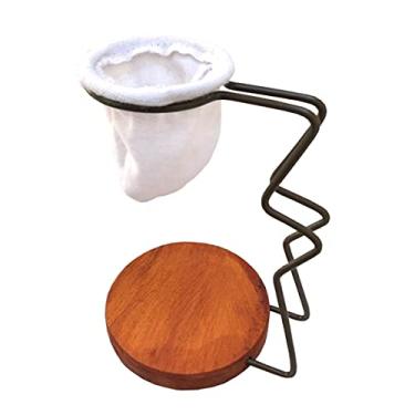 Imagem de Mini Coador de Café de Pano individual com Suporte Esmaltado Marrom