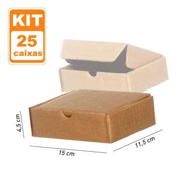 Imagem de 25 Caixa Mini Pac correio Papelão embalagem 15,5x11,5x4,5