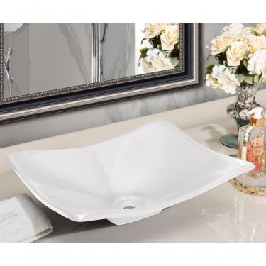 Imagem de Cuba Pia Para Banheiro Retangular Côncava Branca