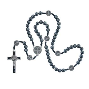 Imagem de Terço Hematita 8mm Cordão São Bento