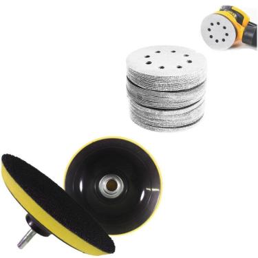 Imagem de Kit Base Disco de Lixa 125mm x M14 E 10 Disco de Lixa Branco Grão 120