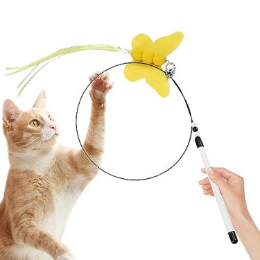 Imagem de Brinquedos varinha provocação gato - Borboleta Cat Teaser Brinquedo | Brinquedos para gatos Vara pesca para gatos Exercitador Brinquedo para brincar com fio aço Puchen