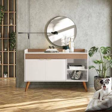 Imagem de Aparador Demadero 1200 X 800 X 385 Off White Crist/ripado Madeira Off White Crist/ripado Madeira