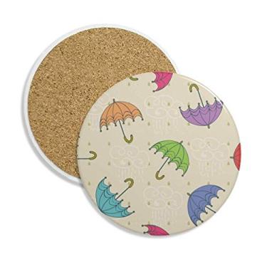 Imagem de Suporte de caneca de cerâmica para copo de chuva, chuva, chuva, sol, pingente, pedra absorvente para bebidas, presente de 2 peças