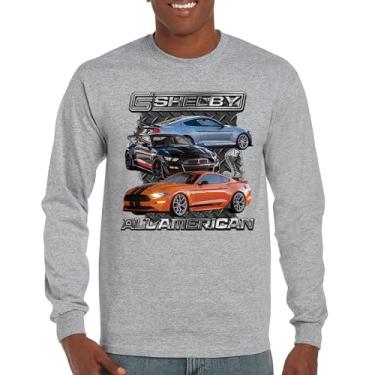 Imagem de Camiseta Shelby All American Cobra de manga comprida Mustang Muscle Car Racing GT 350 GT 500 Performance Powered by Ford, Cinza, XXG