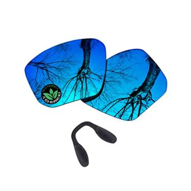 Imagem de Raydi Lentes de reposição de policarbonato e protetores de nariz para óculos de sol Oakley Targetline OO9397 - Espelho azul gelo - Polarizado