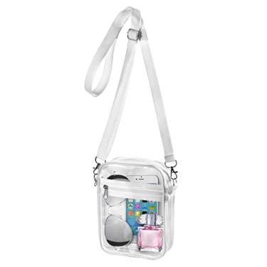 Imagem de WJCD Bolsa transparente aprovada pelo estádio PVC para concertos transparente bolsa transversal bolsa transparente para mulheres, com bolso frontal, Branco