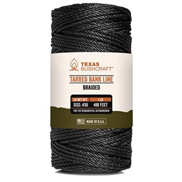 Imagem de Corda de nylon preta para pesca, acampamento e sobrevivência ao ar livre da Texas Bushcraft – Corda de Bankline forte e resistente ao clima para Trotline (450 g – #36 (160 m), trançado)