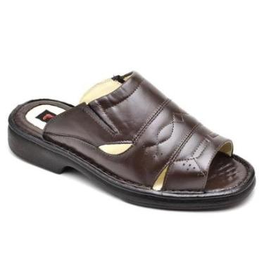 Imagem de Sandália Masculina Ortopédica Conforto Chinelo Sandalia Em Couro Legítimo-Masculino