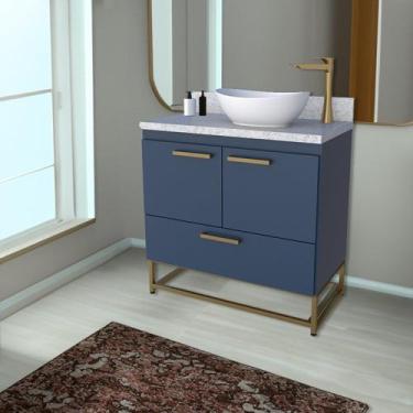 Imagem de Gabinete Para Banheiro Com Tampo De Granito 80cm Suez - Cozimax