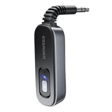 Imagem de Adaptador auxiliar Bluetooth 5.1 receptor e transmissor recarregável para fones de ouvido Airpods, alto-falante, adaptador de áudio auxiliar ESSAGER de 3,5 mm para passadeira de avião, leitor de MP3,