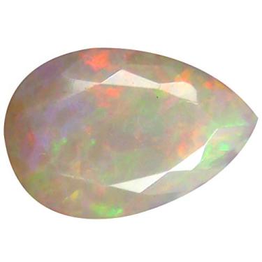Imagem de 2,46 ct AAA+ Gem de qualidade corte pera (14 x 9 mm) opala arco-íris etíope não aquecida genuína e extraída da pedra preciosa solta da Terra