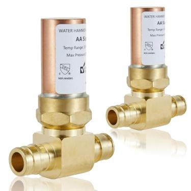 Imagem de GUOFIS Arrestore de martelo de água, 1/5.1 cm T Copper Water Arrestor, conexão de expansão Pex-A (pacote com 2, cobre Arrestor)