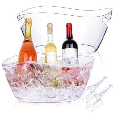 Imagem de Baldes de gelo para festas, banheira de bebidas de 6,5 L, 2 peças, grande barra de mimosa, balde de champanhe de acrílico transparente com conchas, balde de bebida para bar de coquetel, kit de balde