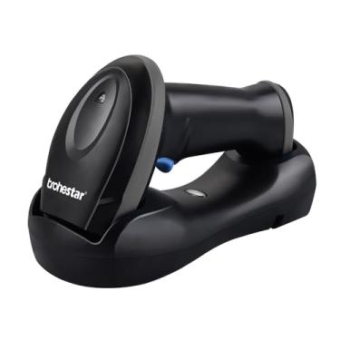 Imagem de Trohestar Scanner de código de barras QR sem fio 1D 2D, compatível com função Bluetooth e leitor de código de barras de conexão sem fio e com fio de 2,4 GHz com base de carregamento para armazém de