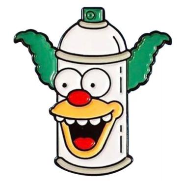 Imagem de Tinta spray cabeça de palhaço lata grafite arte urbana desenho animado comédia programa de TV engraçado piada humor 3,6 cm esmalte pin crachá, 1.4 Inches, Esmalte, Esmalte