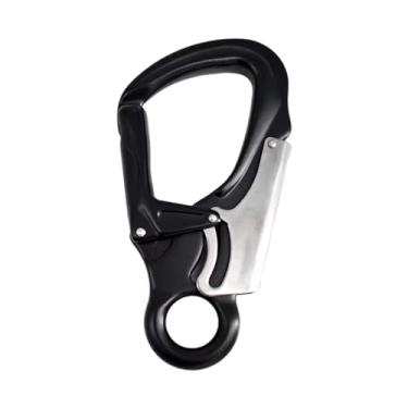 Imagem de Esquirla Mosquetão de travamento duplo, mosquetão com clipe automático de mola, gancho de pressão para rapel, downhill, espeleologia, redes de balanço, PRETO