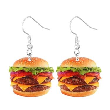 Imagem de Brincos engraçados fofos com pingente de comida simulada, criativo, frango, perna de frango, nugget de asa de camarão, chips de rabo, de acrílico, vivo, hambúrguer, pão de sobremesa, brincos para