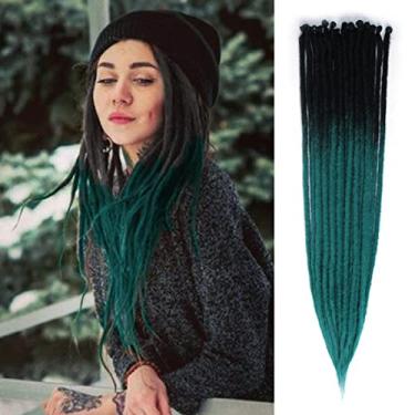 Imagem de Extensões de dreadlock sintético verde ombré de 61 cm, espessas 1 cm, dreads falsos macios, 20 peças, dreadlocks de extremidade única para mulheres