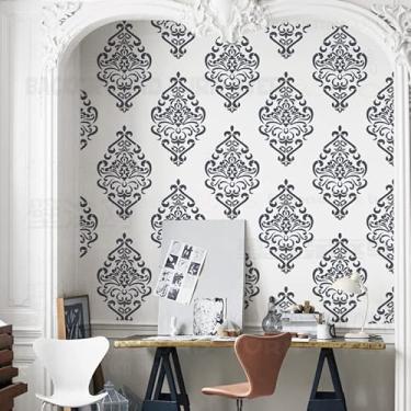 Imagem de 40 cm Damasco Vintage Retro Luxury Stencils Mandala Stencil Paint Big Flooring Template Reutilizável Azulejo Nicho Parede Móveis Modelos para Padrões para Decoração, Molduras, Paredes, Sementes de