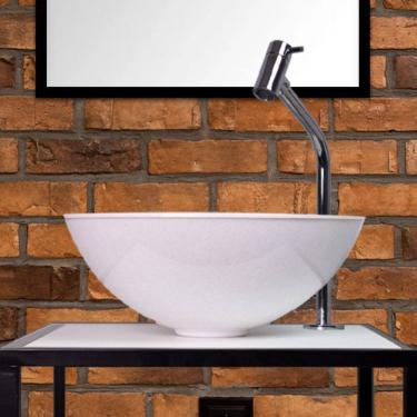 Imagem de Cuba Pia para Banheiro de Apoio Sobrepor Redonda Moderna Branco