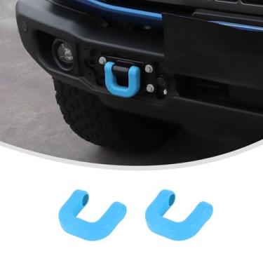 Imagem de Linskip Capas de gancho de reboque compatíveis com acessórios esportivos Ford Bronco 2021-2024 e Bronco 2025, protetores de gancho de reboque dianteiro/traseiro para acessórios Bronco (azul bebê)