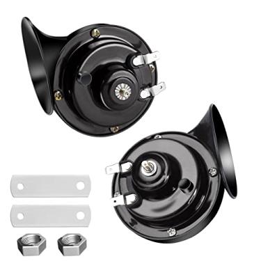 Imagem de Buzina de ar, 130DB buzina de barco super alta marinha 12V à prova d'água buzina elétrica de caracol buzina de trem para caminhões, motocicletas, barco, substituição, 2 peças, buzina de ar preta