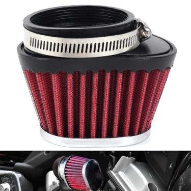 Imagem de Filtro de ar para motocicleta, filtro de motor de substituição universal, grampo de alto desempenho, filtros de ar de cápsula para carro a motor, minibike, filtro de ar frio (vermelho, 55 mm)