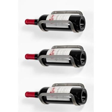 Imagem de Mango Steam Suporte de parede para vinho, conjunto de 3, prata (ferragens de montagem incluídas)