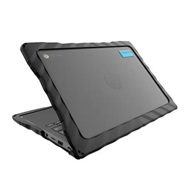 Imagem de A capa para laptop Gumdrop DropTech serve para HP Chromebook 11 G8/G9 EE. Projetada para estudantes, professores e salas de aula do ensino fundamental – testada contra quedas, resistentes